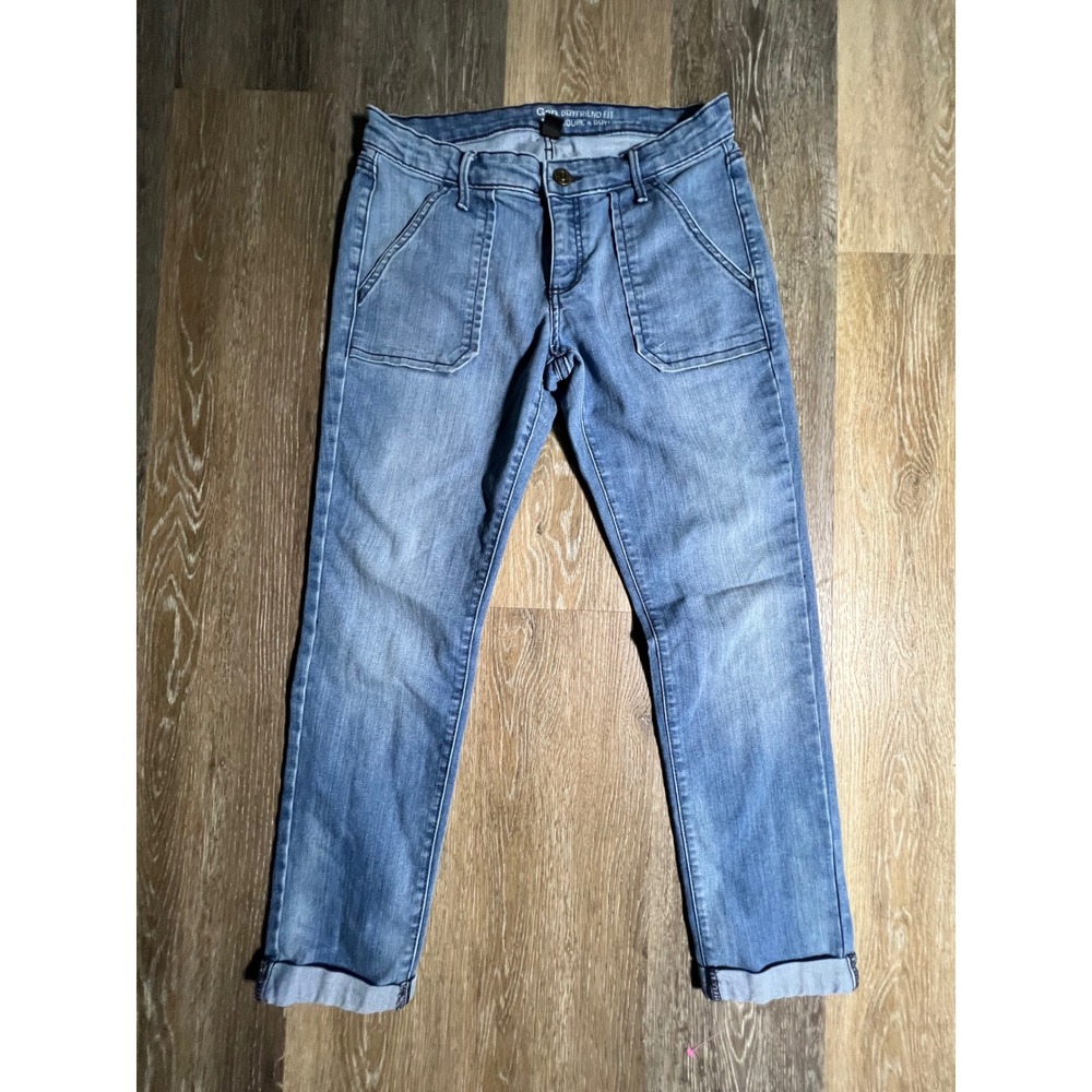 Gap Boyfriend Fit Jeans Womens 4/27R Blue Excellent Patch Pocket Straight Leg - Picture 1 of 7